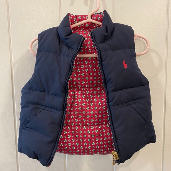Ralph Lauren Other - Ralph Lauren Girls Reversible Vest Navy/Pink 18m